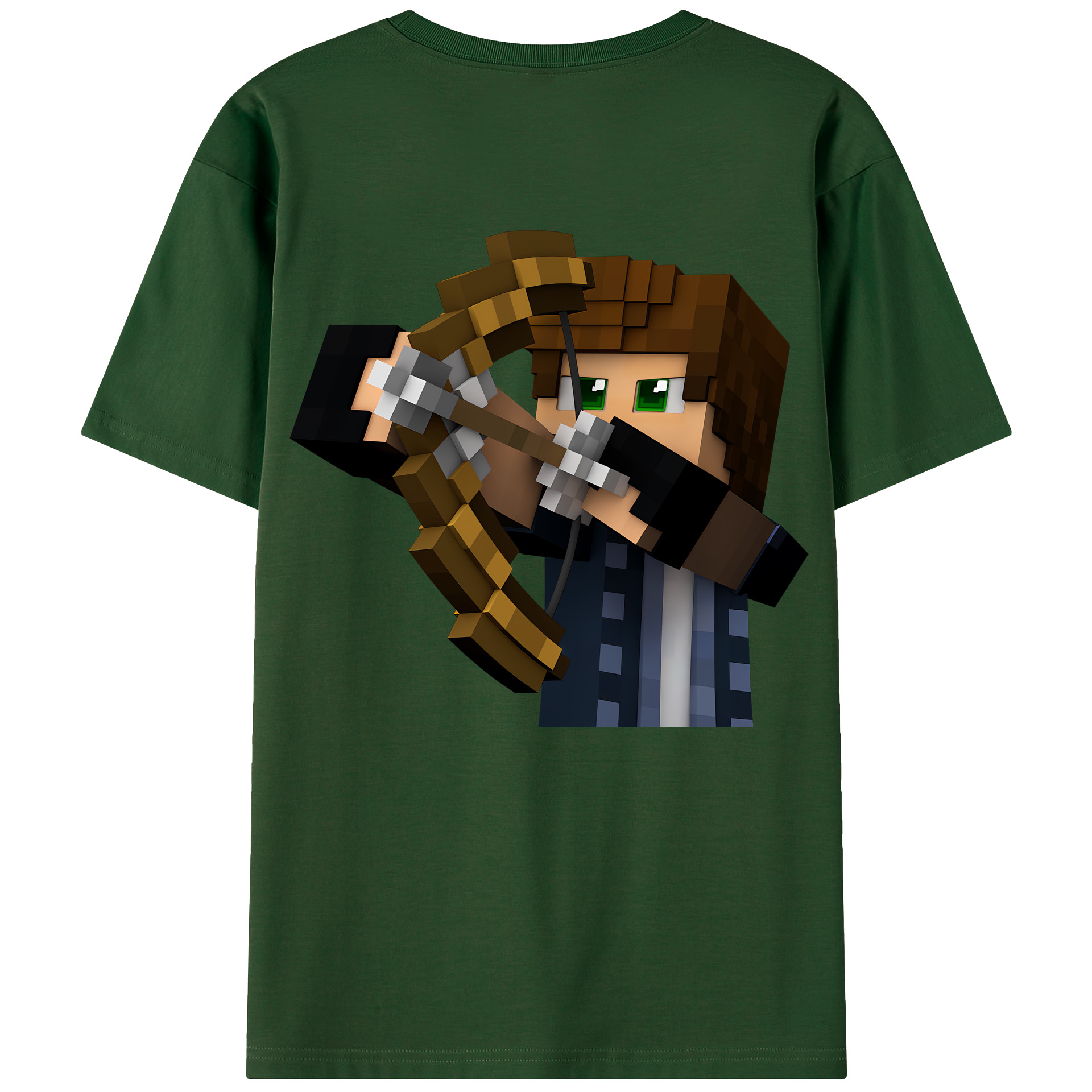 （画像用） マインクラフト ブロックの世界 Minecraft MC Block world 綿100％半袖Tシャツ（背面プリント）